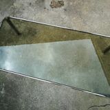 Table basse verre fumé et chrome année 70