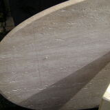 Oval coffee table in travertine italy from the 1970s