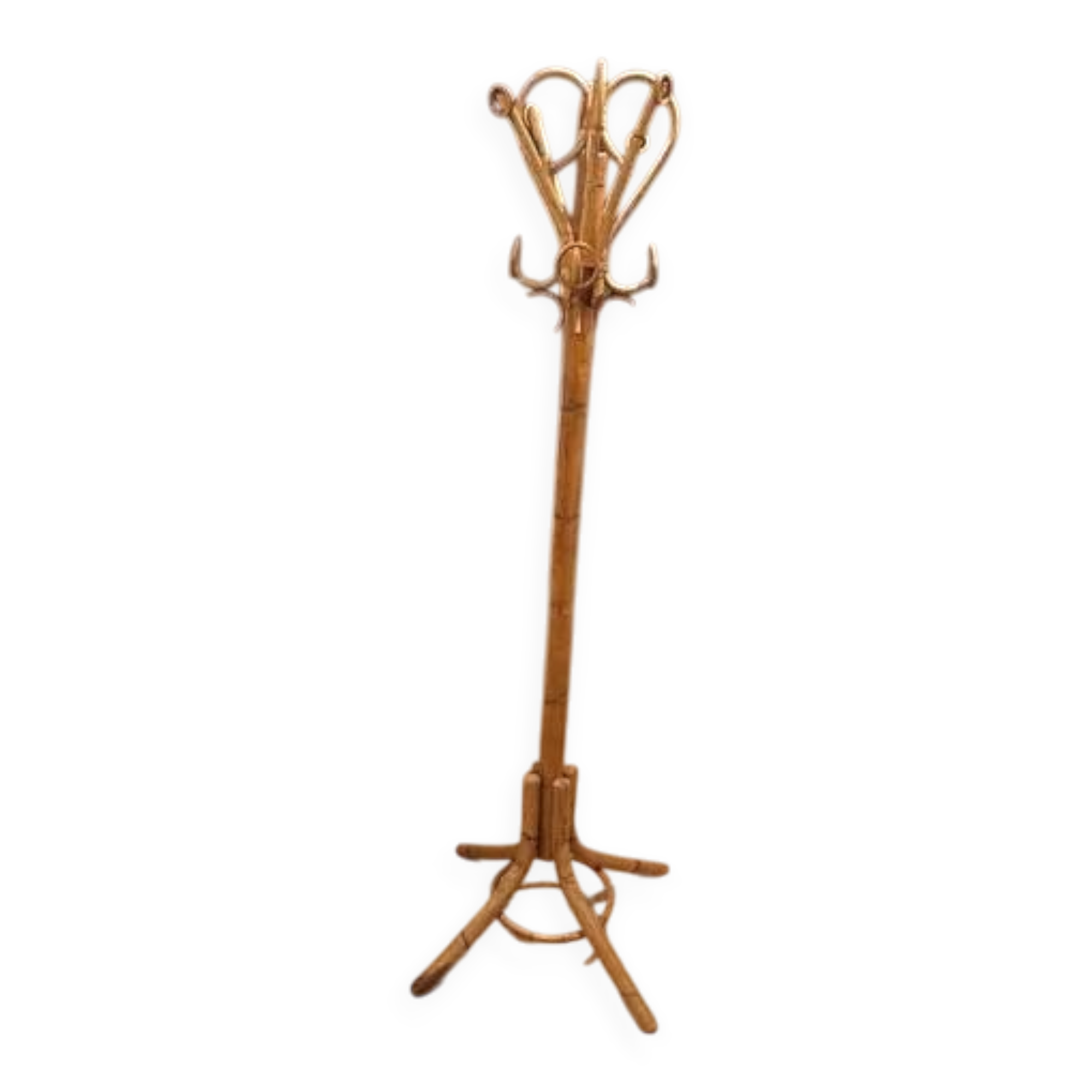 Vintage Parrot Coat Rack in Bamboo and Rattan (1960s)