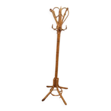 Vintage Parrot Coat Rack in Bamboo and Rattan (1960s)