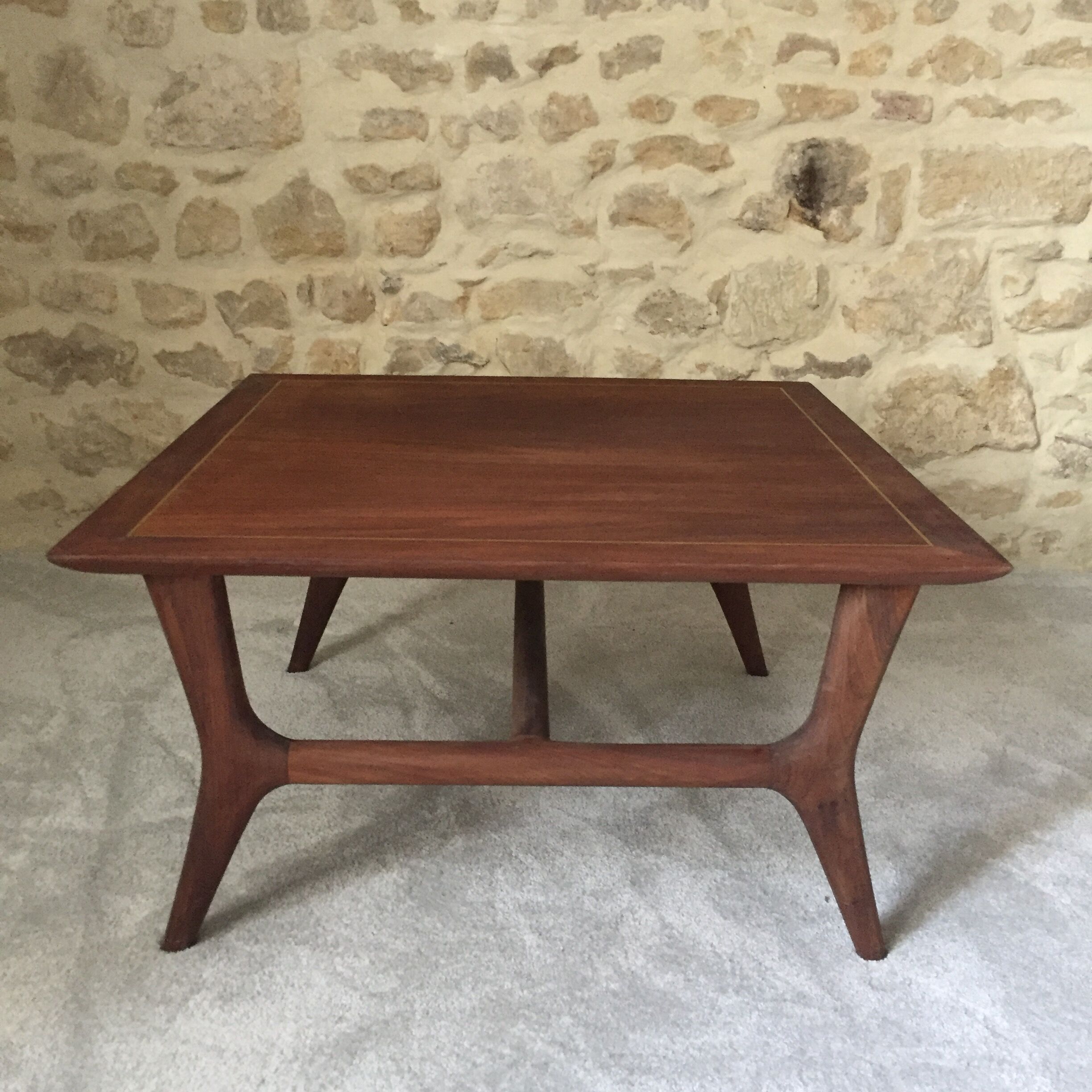 Teak and brass coffee table