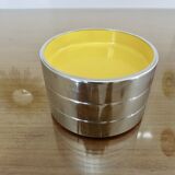 Set of 3 stackable ashtrays in colored melamine, chrome metal from the 70s