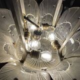 Art Deco Chandelier Sandblasted Pressed Glass, Nickel-plated Bronze 1930