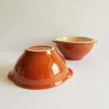 Duo of vintage Emile Henry cognac ear bowls