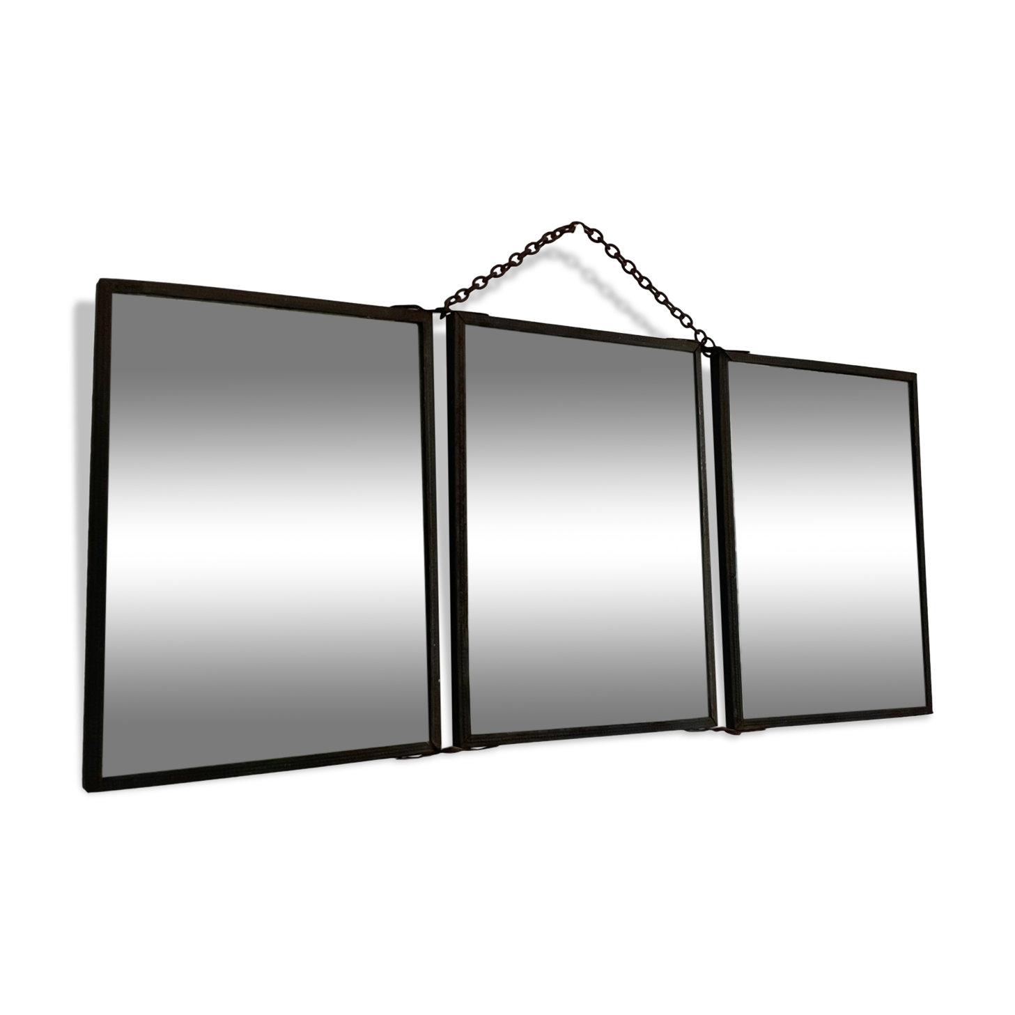 Vintage antique barber triptych mirror