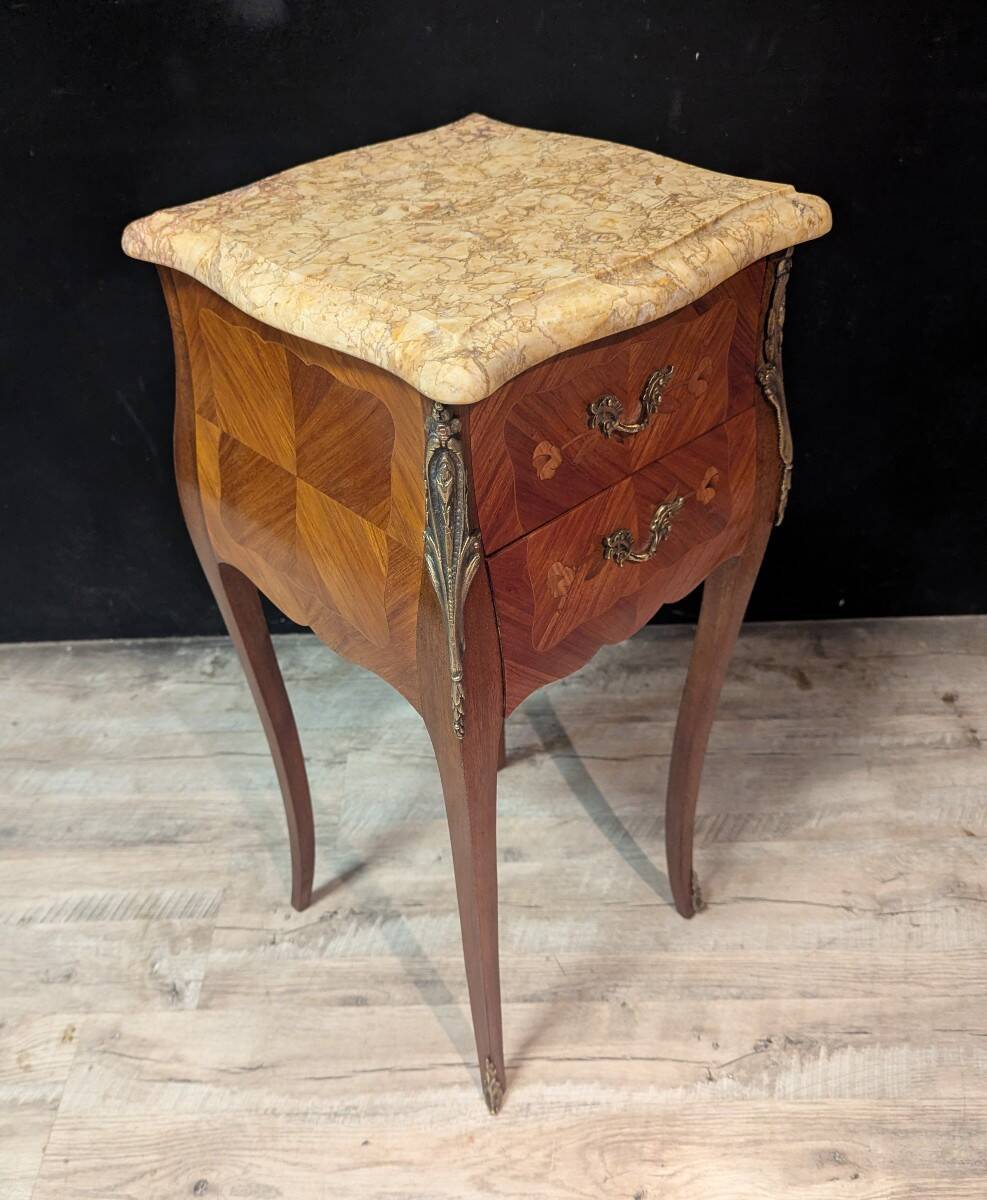 Pair of Louis XV Bedside Tables in Marquetry