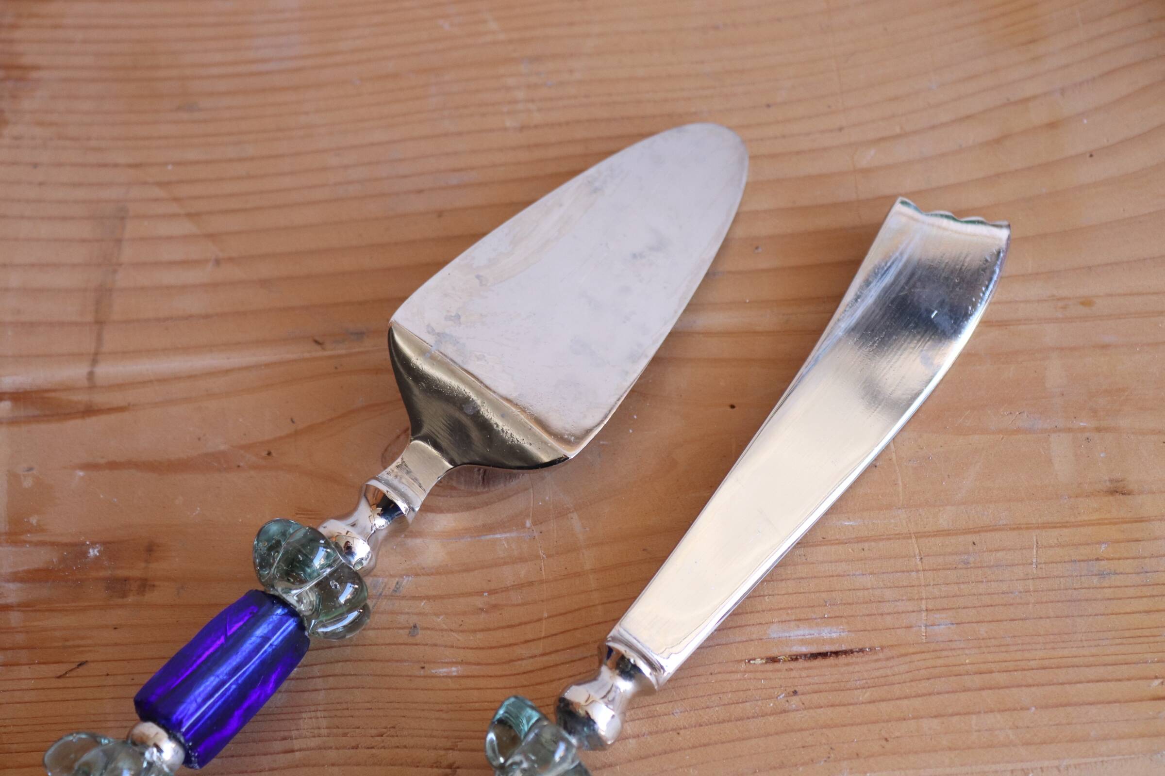 Italian blue glass service set.