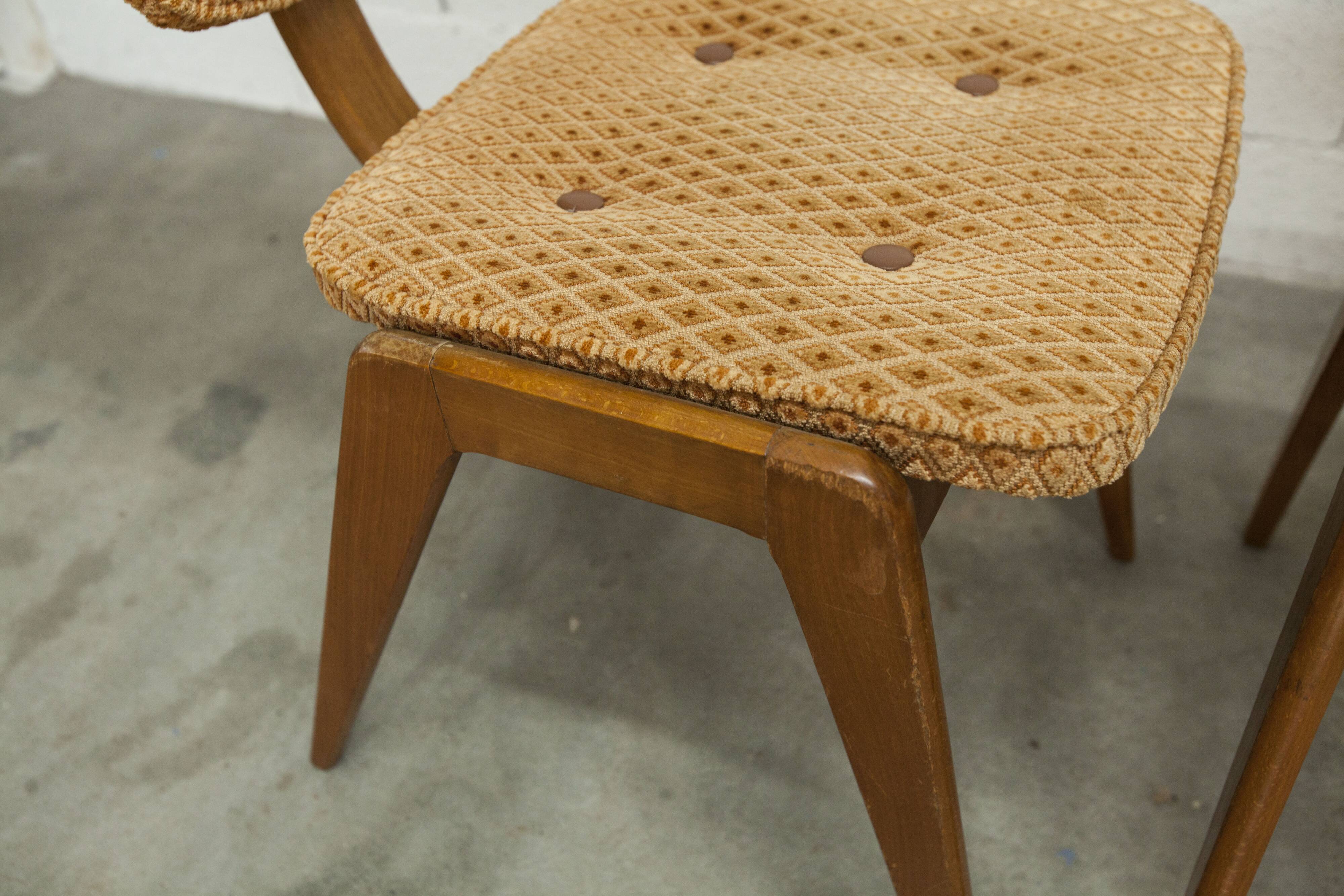 4 chairs and 2 Lounge armchairs by Roger Landault, ABC edition, 1950.