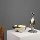 Candleholder and Bowl by David Marshall in Aluminum and Brass, UK 1970s