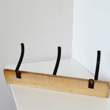 Industrial vintage coat rack 3 hooks in black and red metal