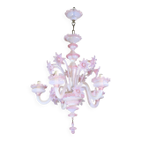 Extraordinary Murano Glass Chandelier adorned with Pink Flowers