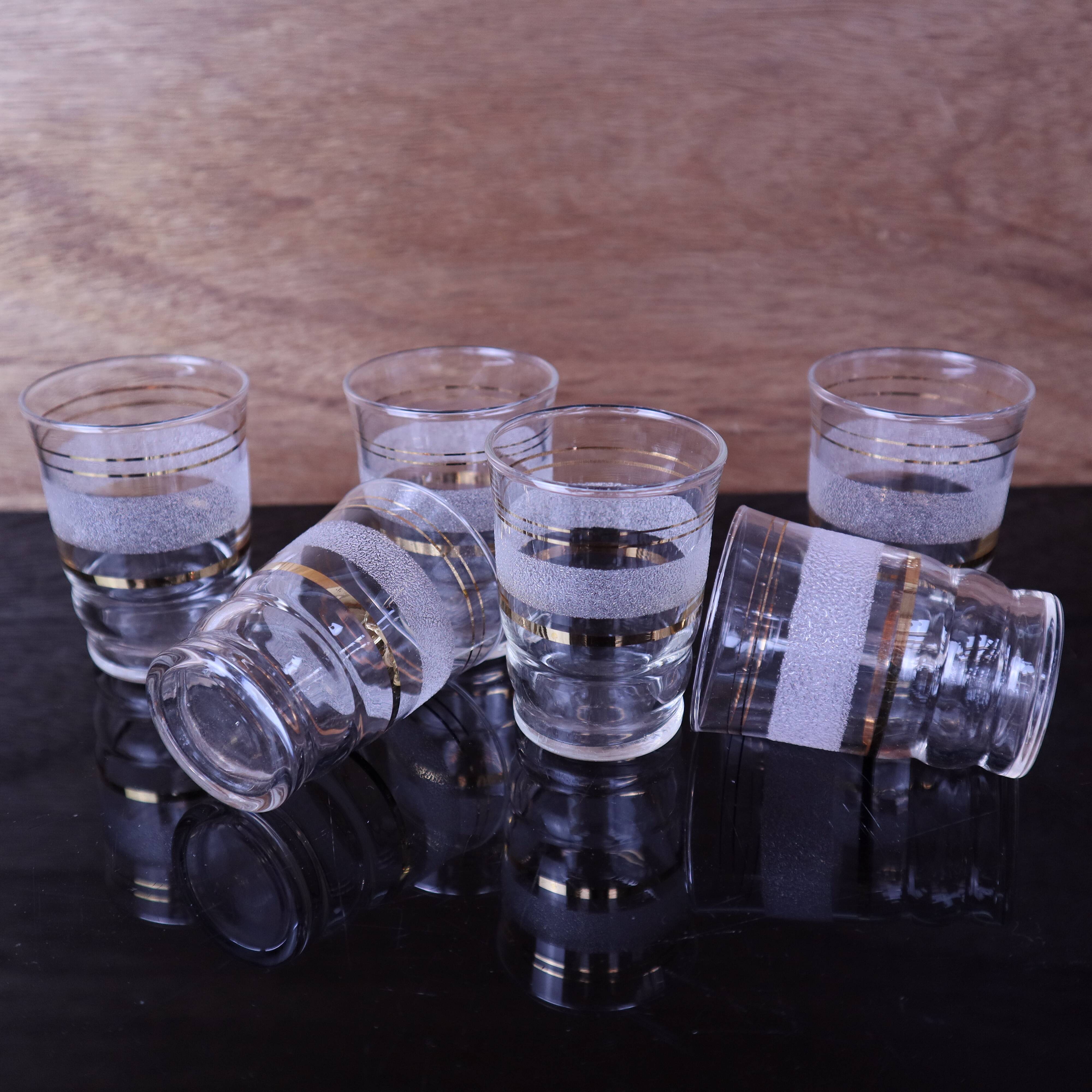 Lot of 1950s Liqueur Glasses: Frosted Granite Glasses
