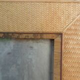 Vintage rectangular mirror with rattan frame