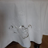 Old embroidered and crocheted tablecloth