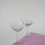 Set of 4 large champagne glasses in engraved crystal, 1930