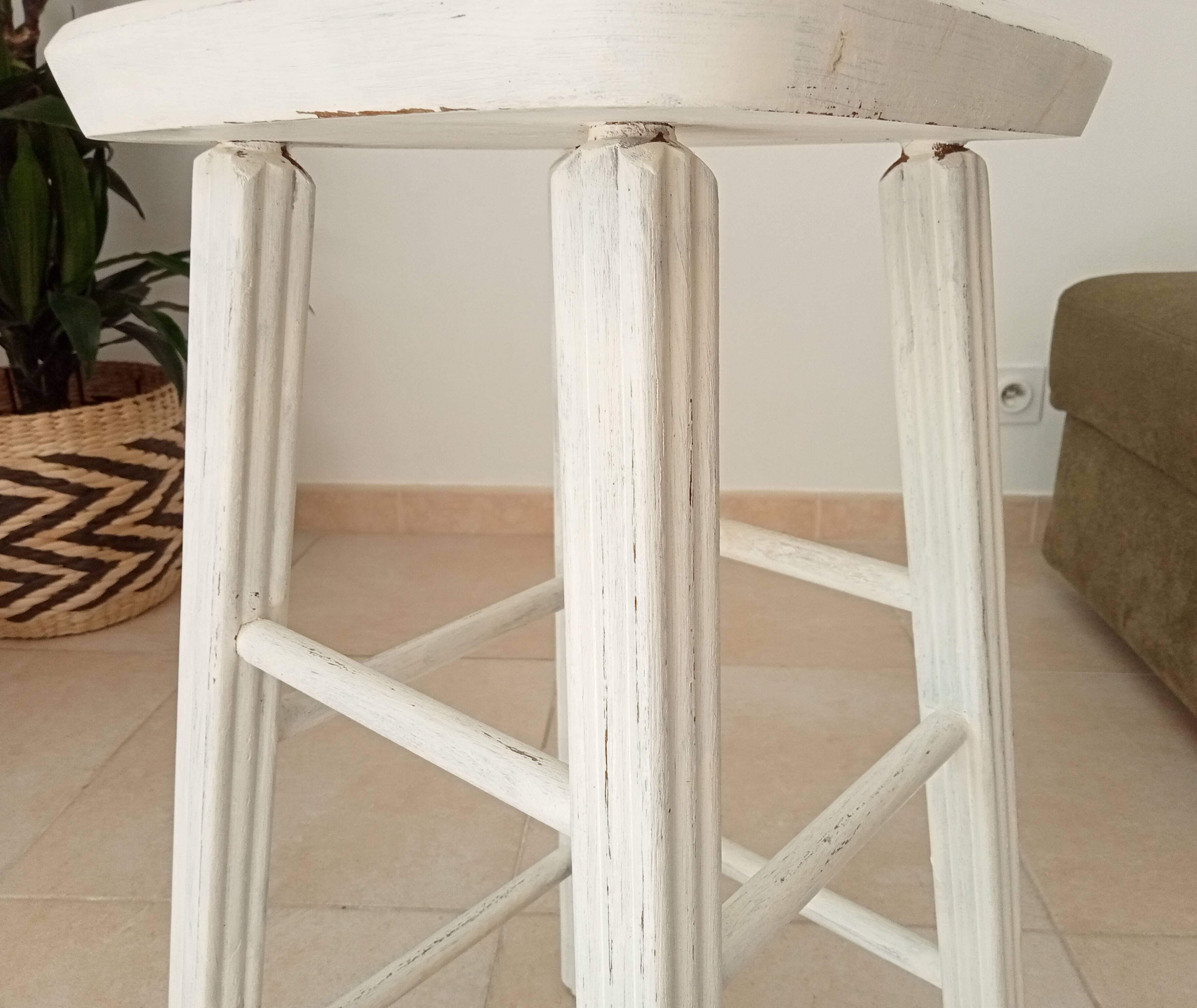 Vintage shabby wooden stool