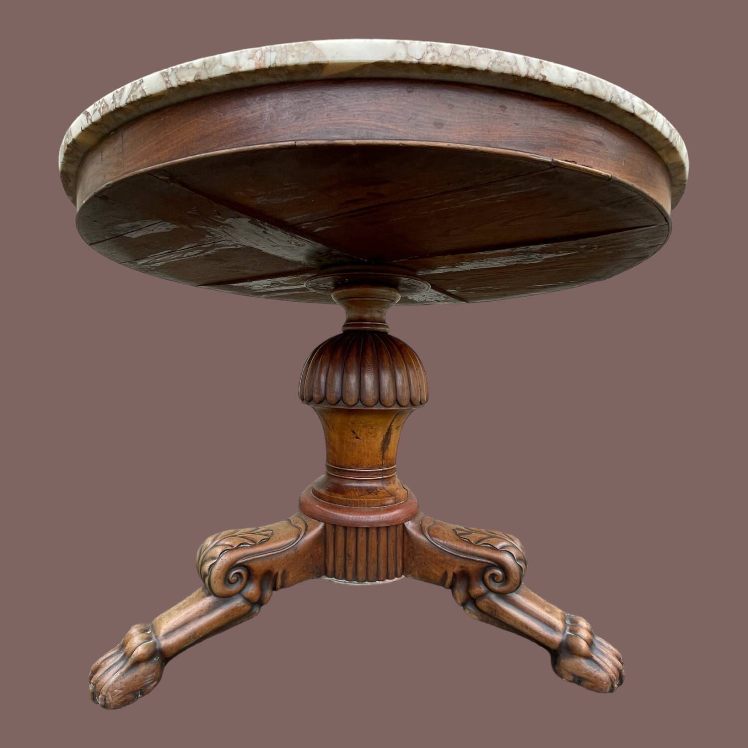 Drum table, 19th century mahogany pedestal table