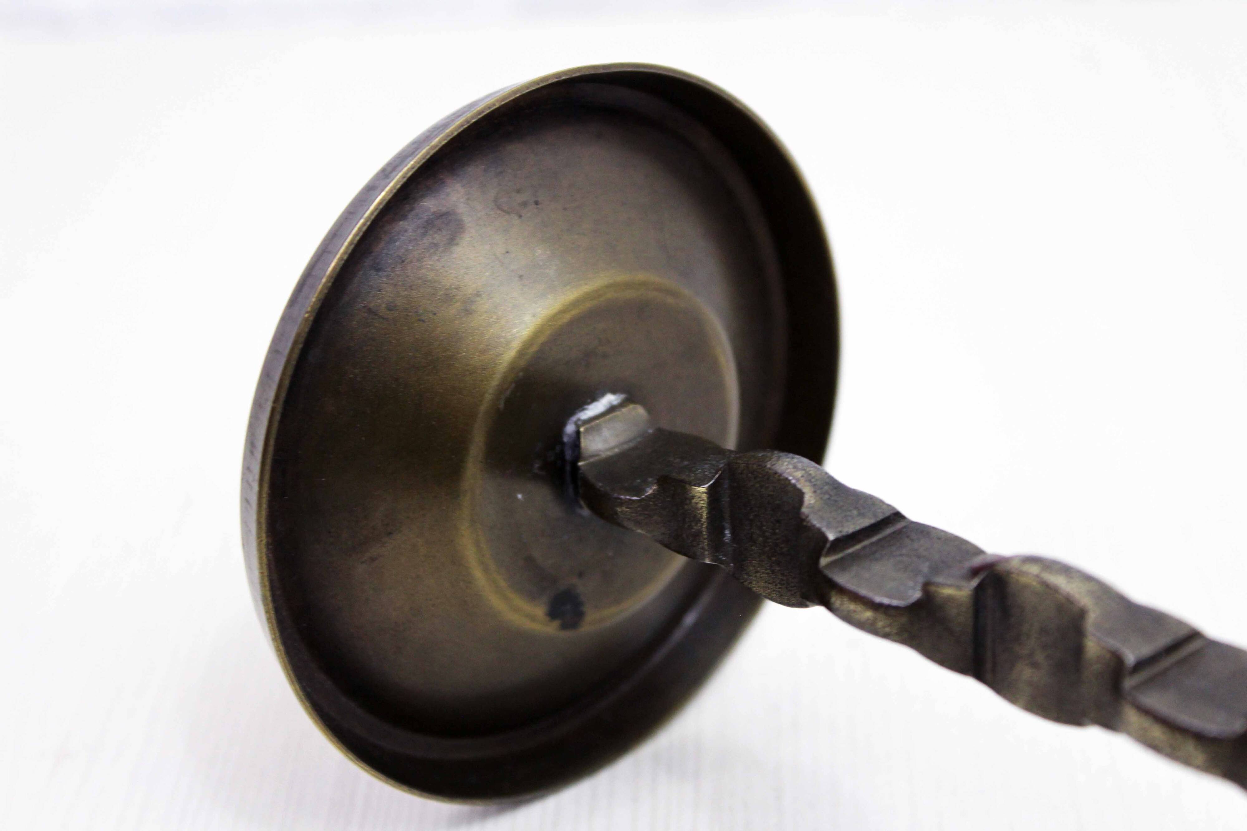Brutalist bronze candle holder