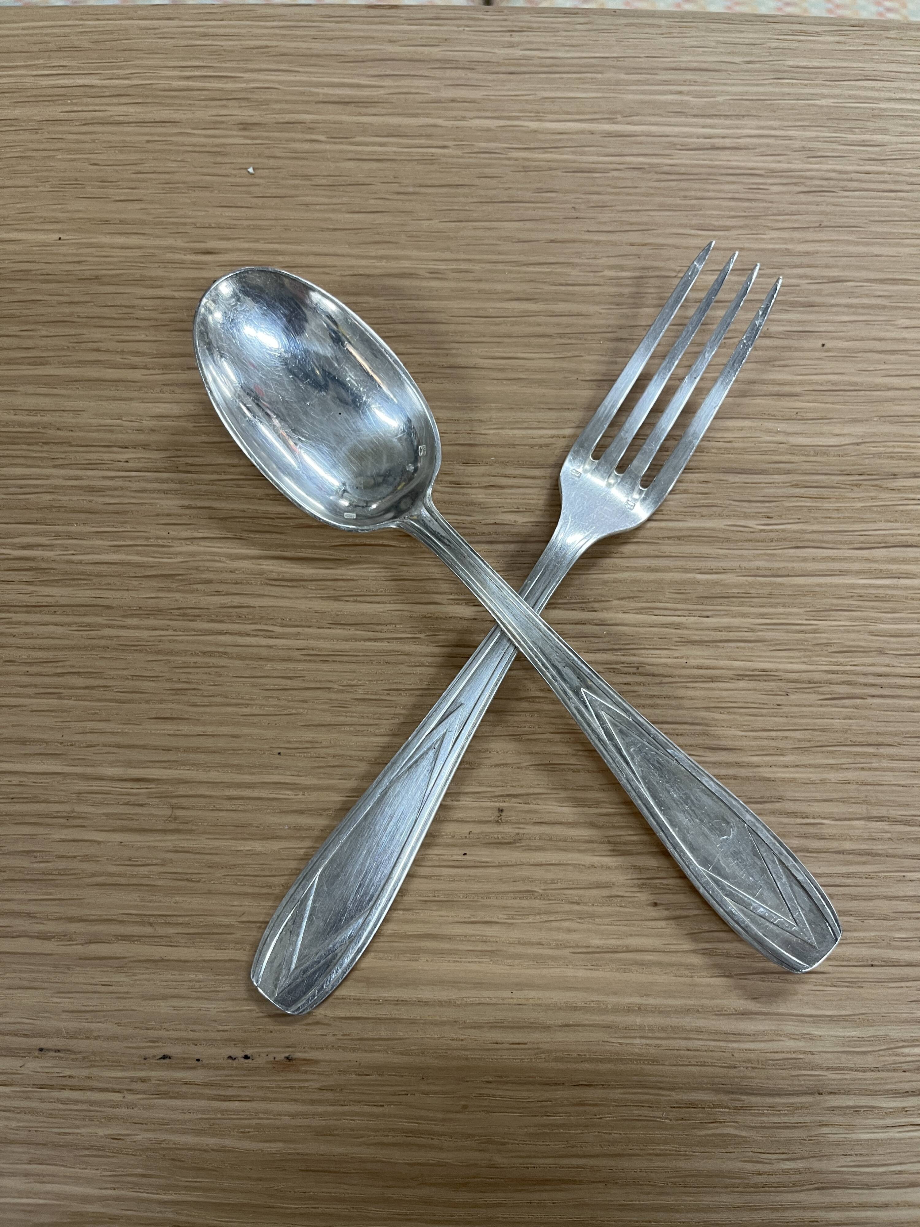 Art Deco silver-plated 25-piece dinner service