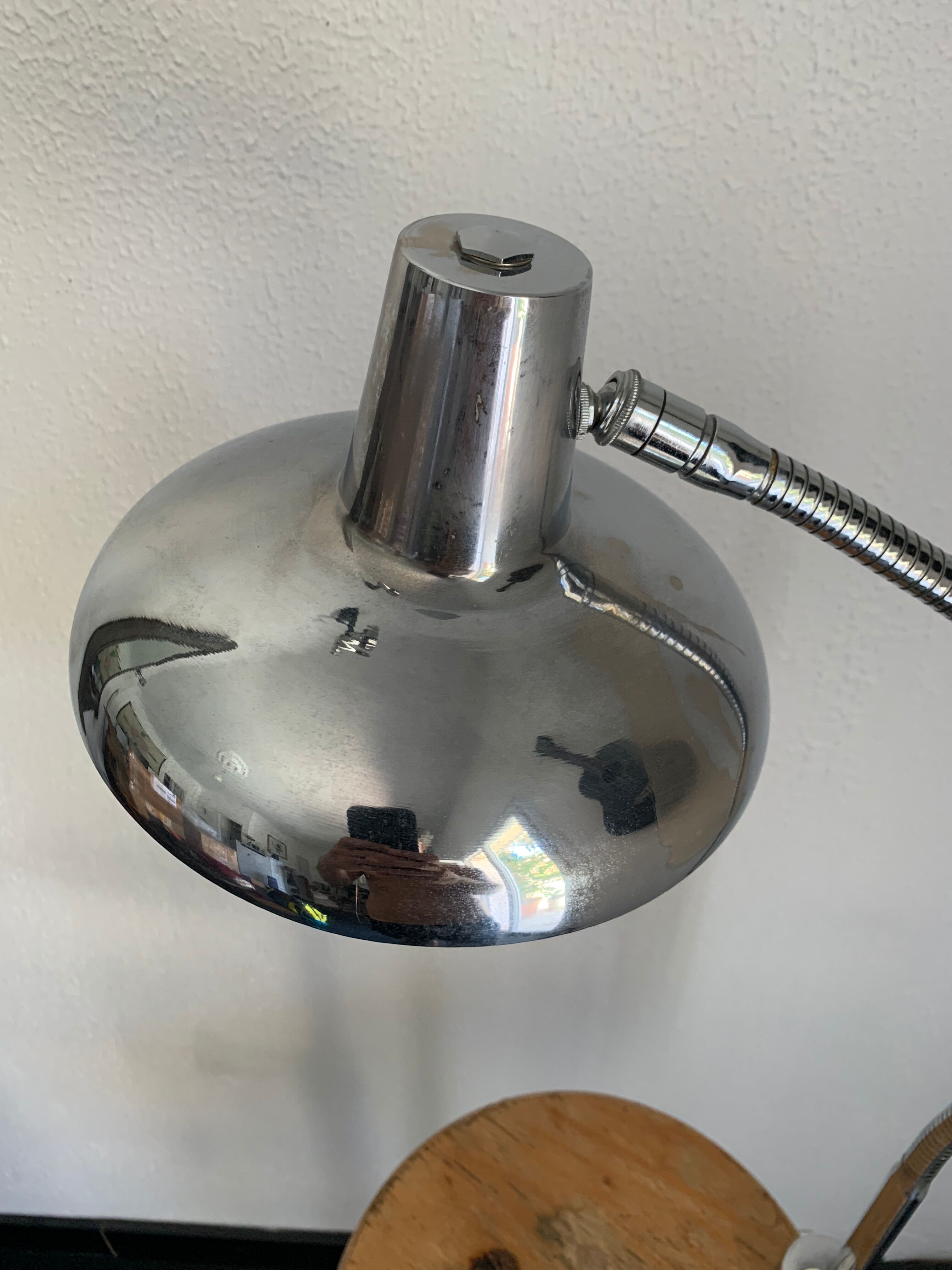 Vintage lamp 1960 industrial desk chrome vice - 60 cm