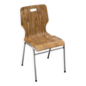 1960s chair in curved plywood on stainless steel base