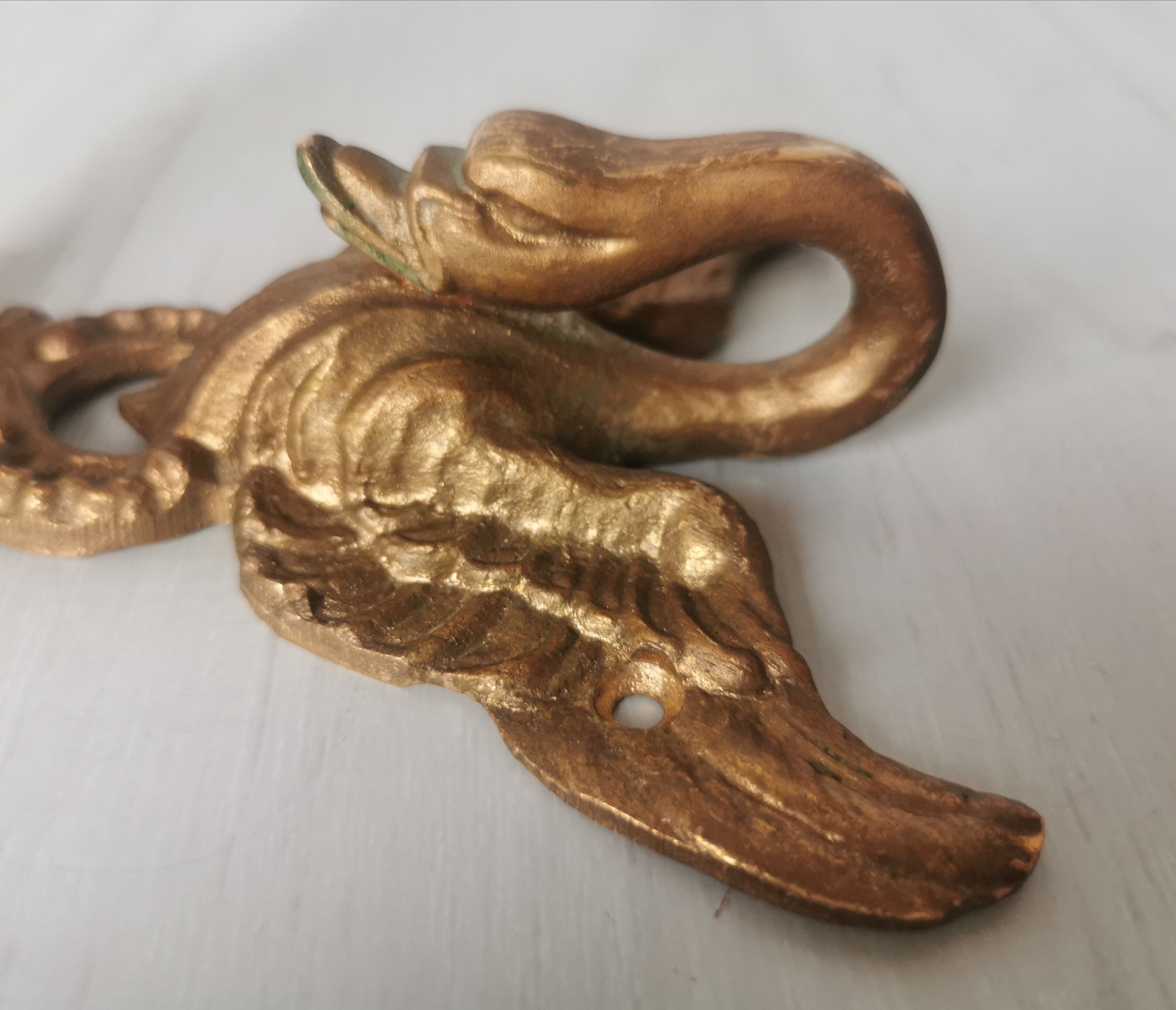Brass swan head towel rack