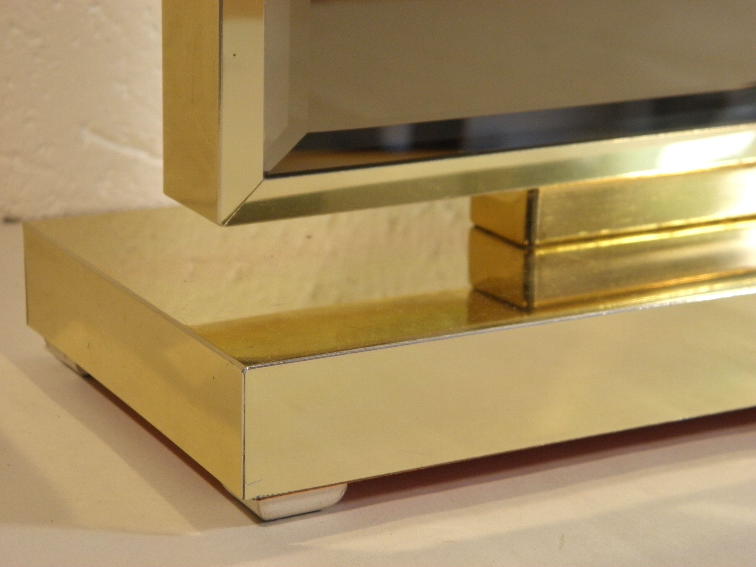 Mirror table lamp and brass 70s