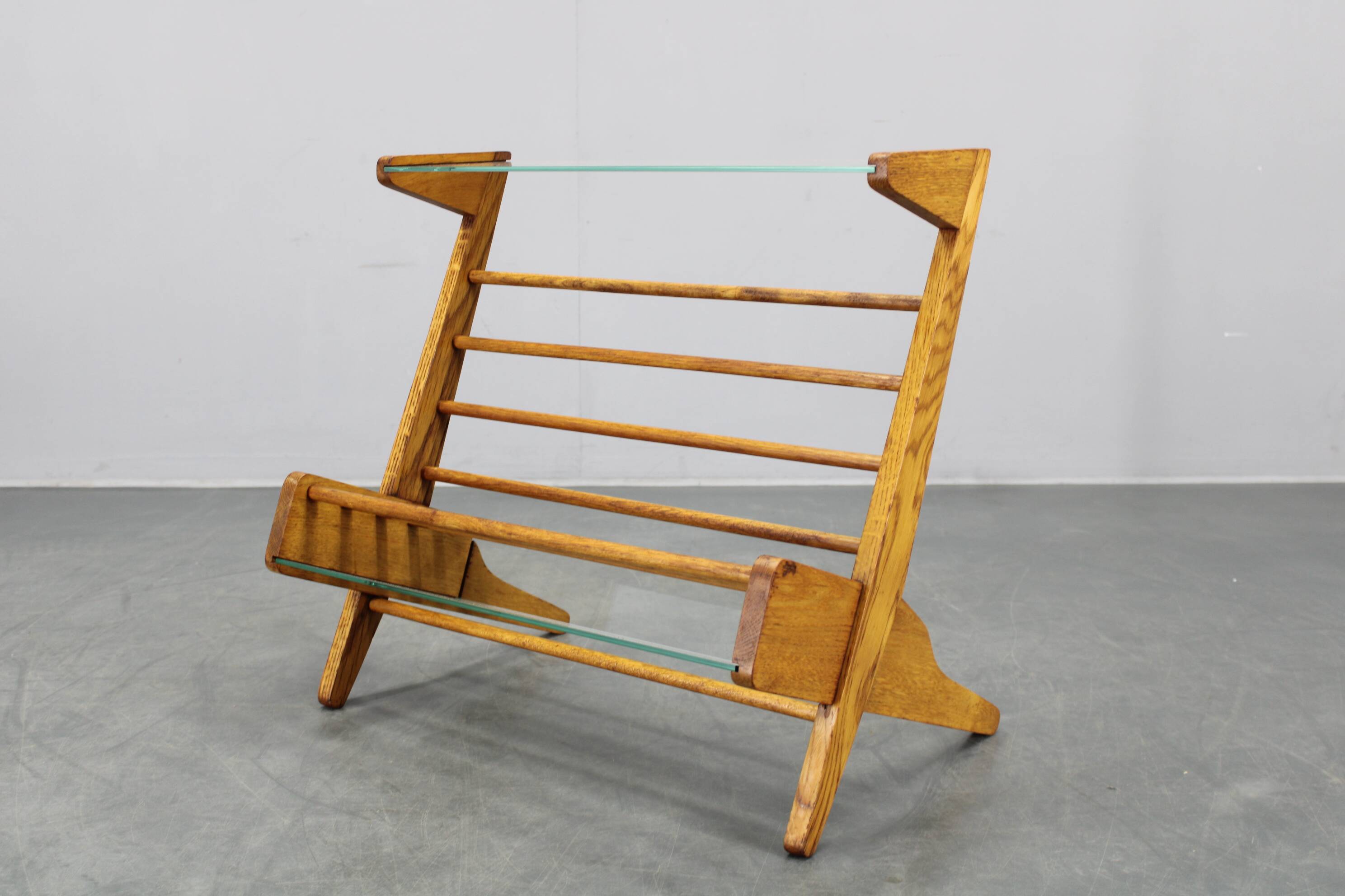 1960s Oak Book Stand Shelf / Rack by ULUV, Czechoslovakia