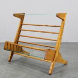 1960s Oak Book Stand Shelf / Rack by ULUV, Czechoslovakia