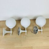 3 Max Bill wall lights for Temde in opaline, 1970s