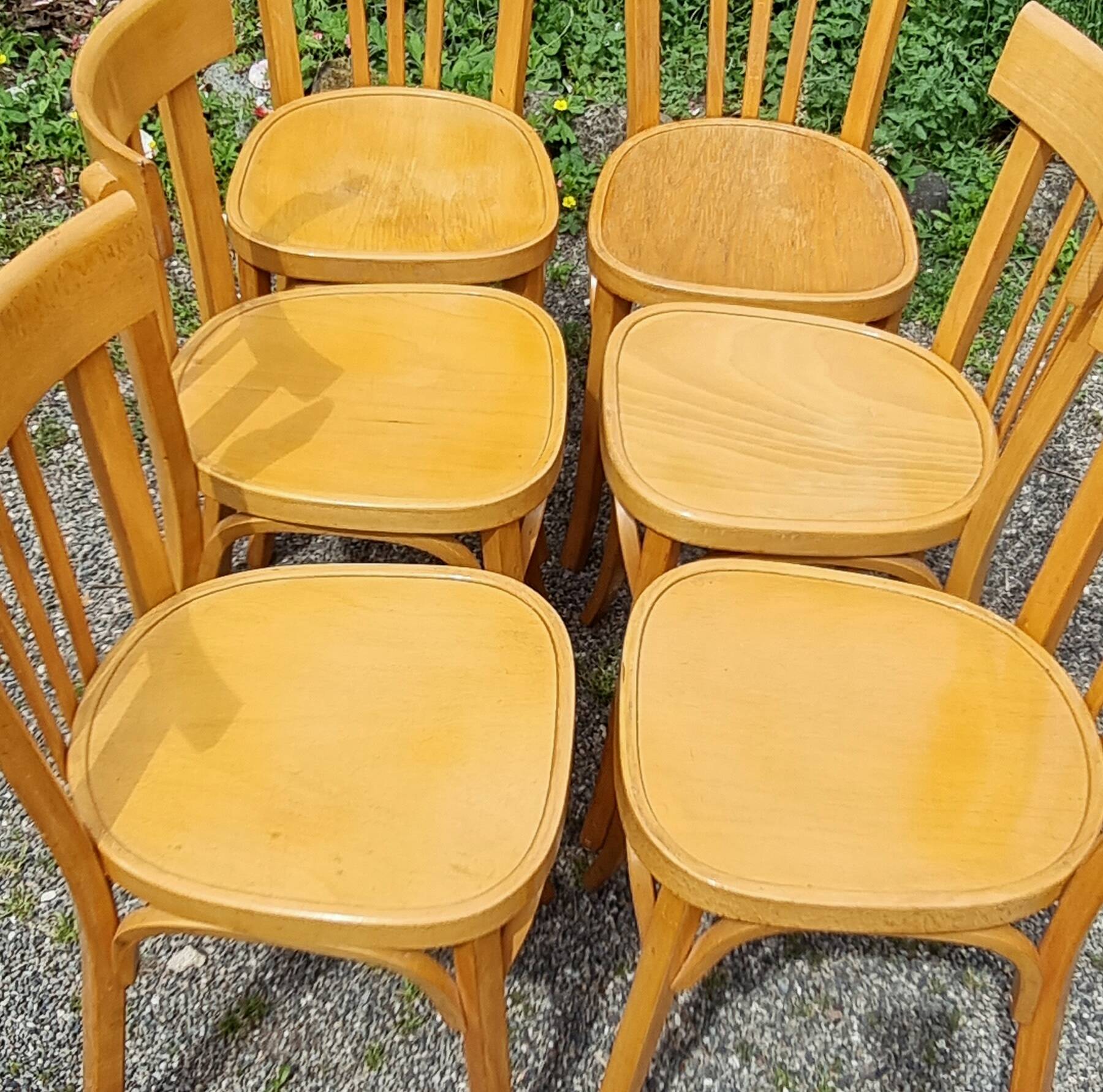 6 stamped Baumann chairs