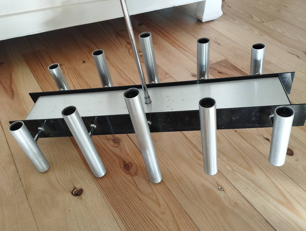 Sculptural vintage 70s chandelier – metal & aluminium – 55 × 26 cm