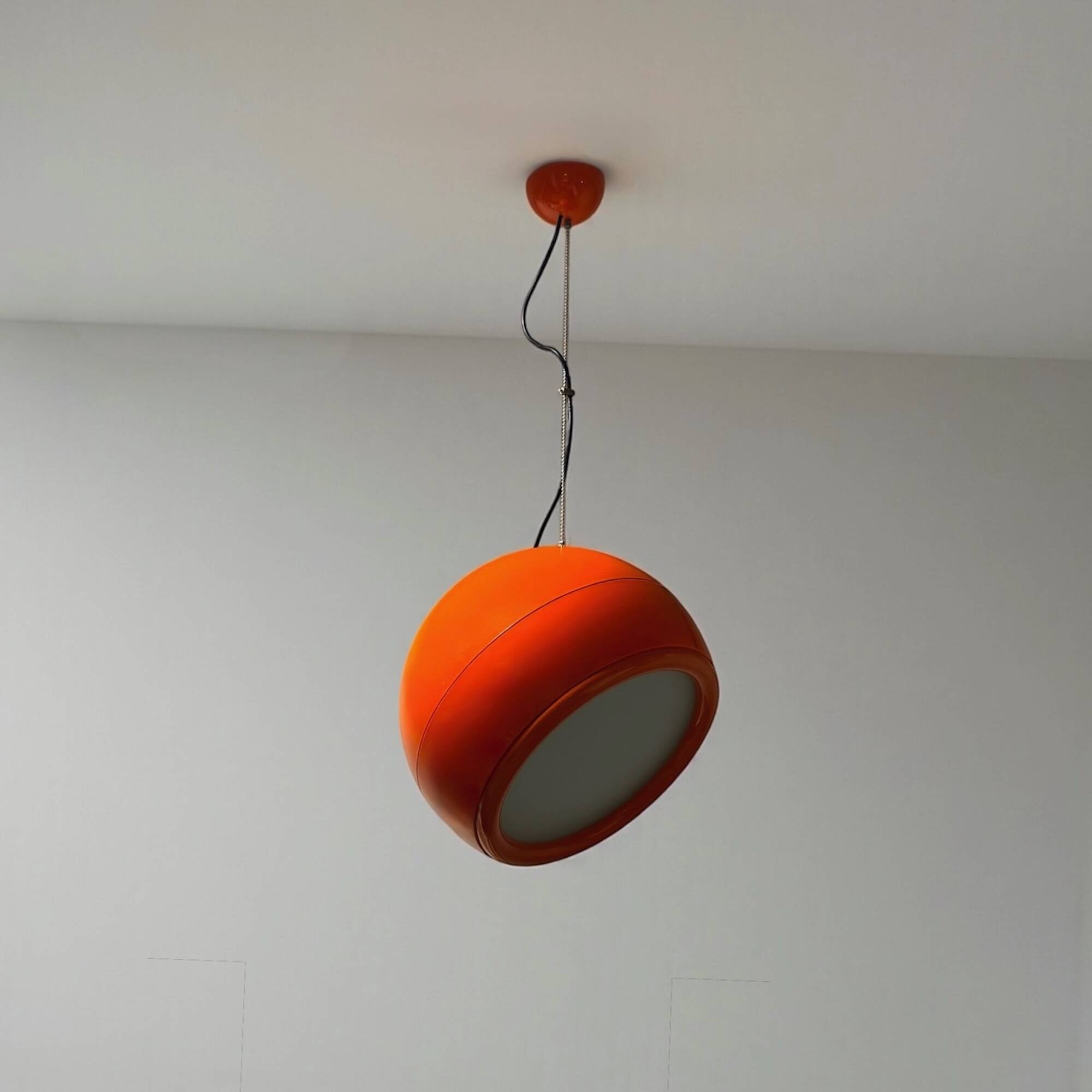 Orange Pallade Hanging Lamp by Artemide Space Age Design Icon