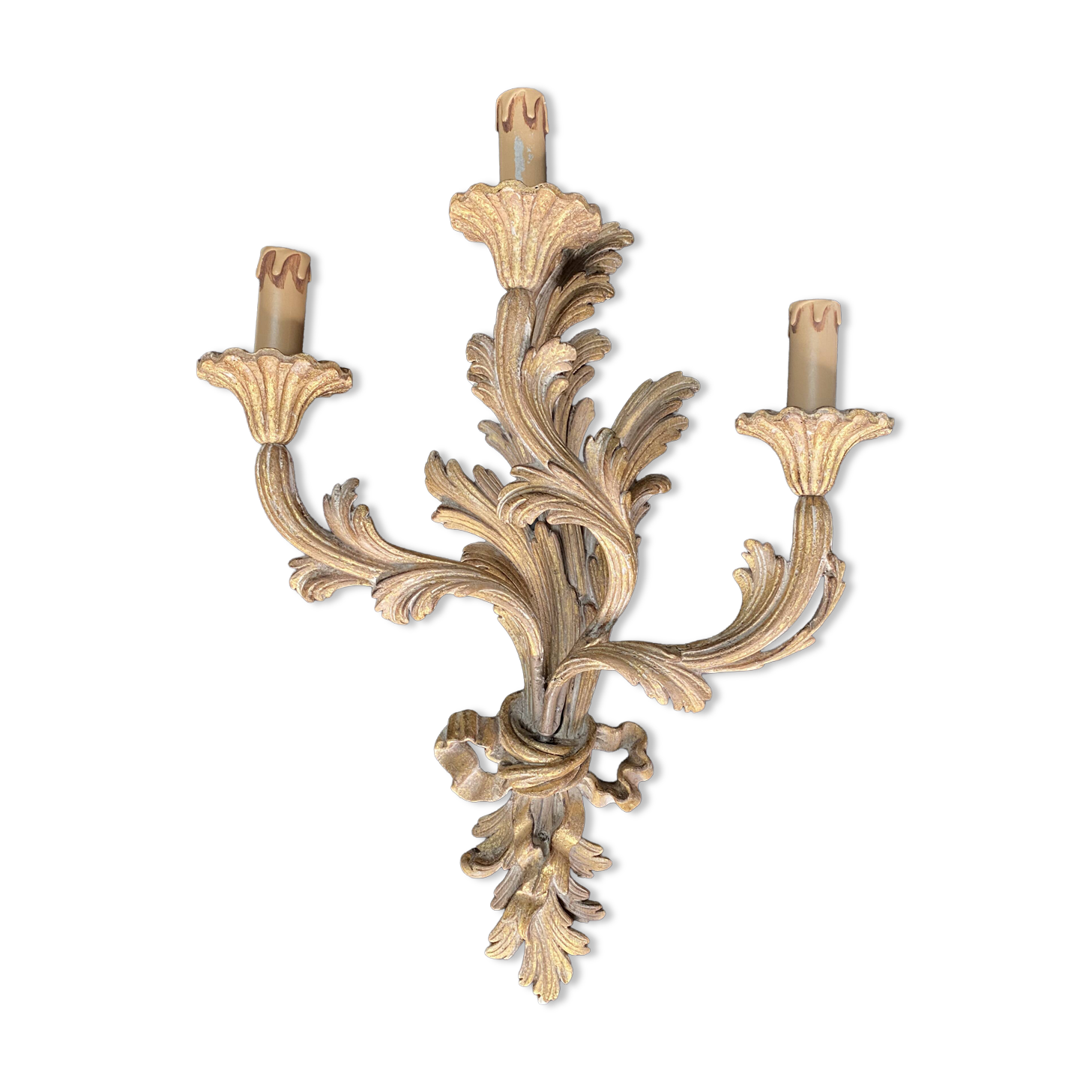 Golden wood wall light