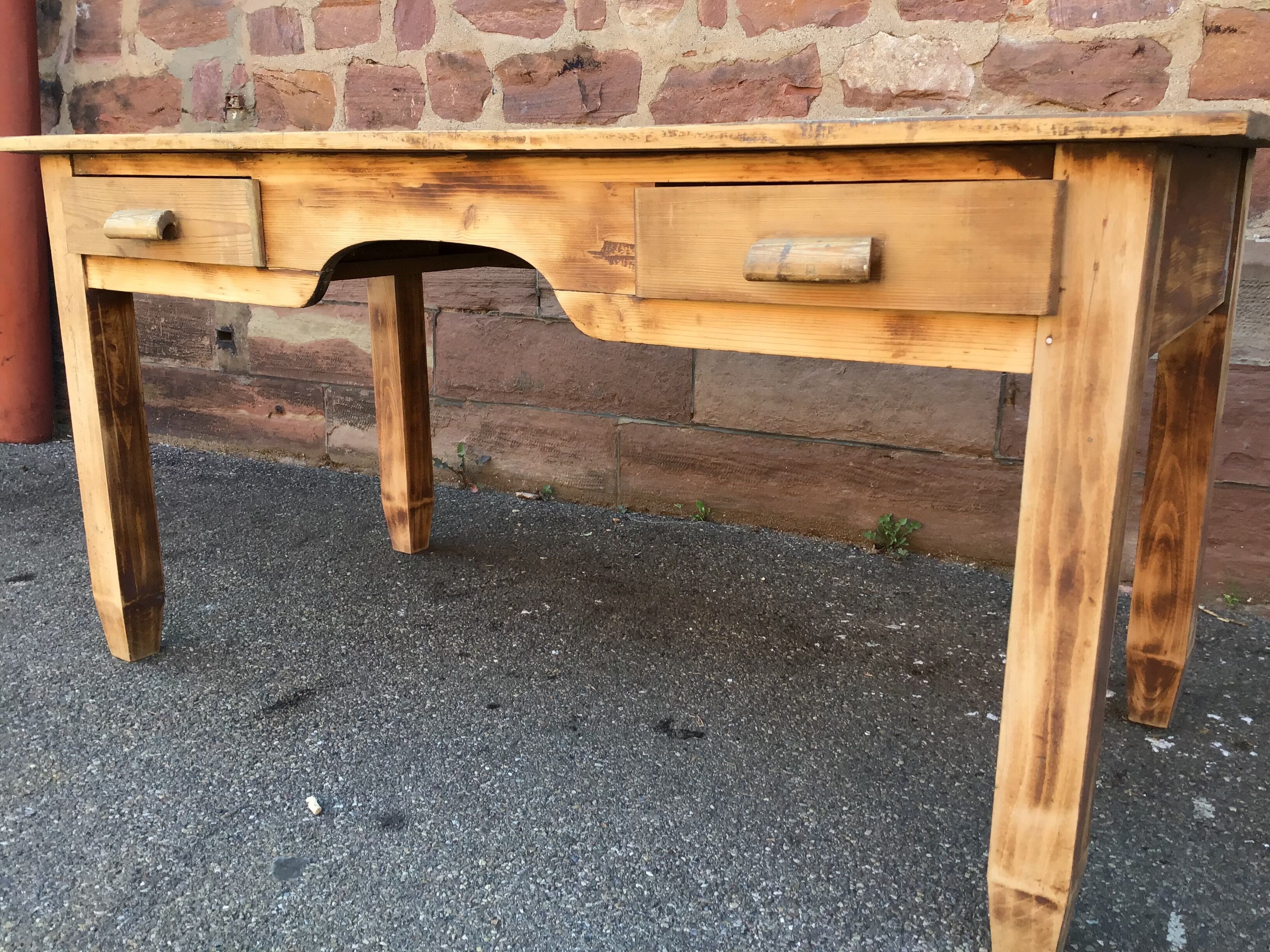 Table de ferme vintage bois naturel 1920