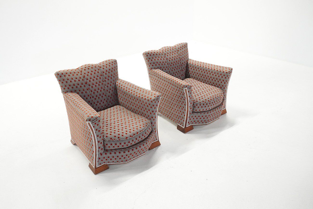 French Art Deco Lounge Chairs, 1920s, Set of 2