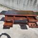 Bureau style empire double face en acajou 5 tiroirs 2 tirettes plateau cuir