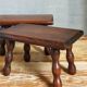 Pair of vintage solid turned wood footstools