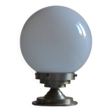 Art Deco table lamp with white opaline glass globe