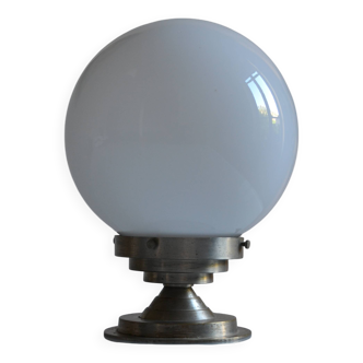 Art Deco table lamp with white opaline glass globe