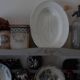 Antique asparagus dish, large 19th century oval earthenware dish D. JOHNSTON & J. VIEILLARD BORDEAUX