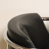 Pair of armchairs in synthetic leather and chromed metal, 1970