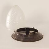 Large art deco ceiling lamp with brass base and cut glass, 1930s