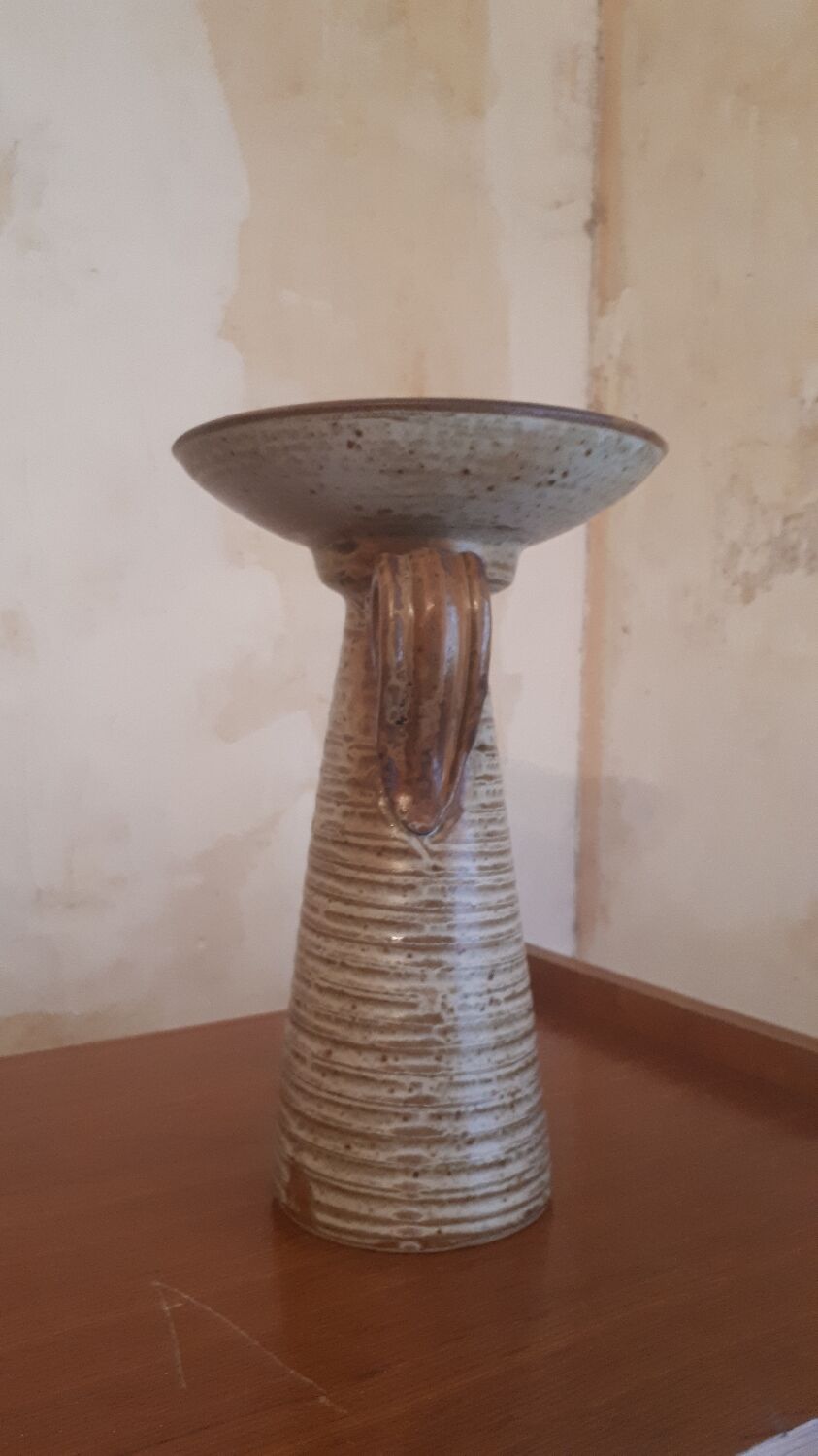 Large stoneware candle holder