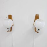 1960s Pair of Wooden Wall Lamps with Glass Shades by Drevo Humpolec, Czechoslovakia
