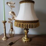 Chic retro lamp with a bronze pagoda fringe shade, 1950.