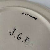 Signed vintage plate – Stylized lobster design – A. Faure for JGP