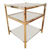 Side table gilded metal and smoked glass
