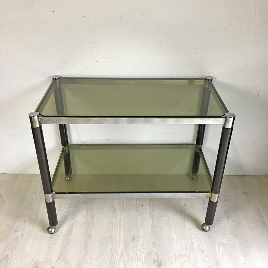 Vintage service 70 in wood, metal and glass
