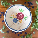 Large antique salad bowl on a Gien earthenware pedestal